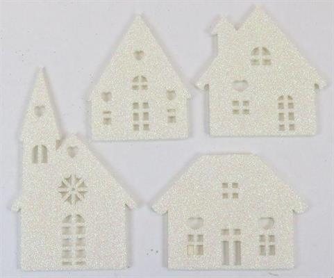 IRIDESCENT WHITE STARDUST FELT LITTLES HOUSES CM 20X18