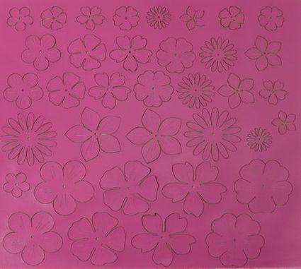 Soft eco-leather little flowers col.Fuxia cm.24x23